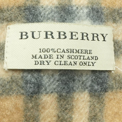 Beige Check Cashmere Fringe Scarf