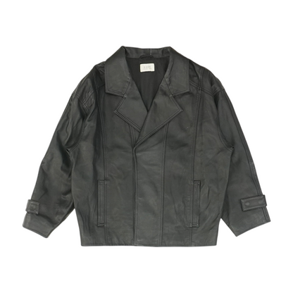Black Solid Leather Jacket