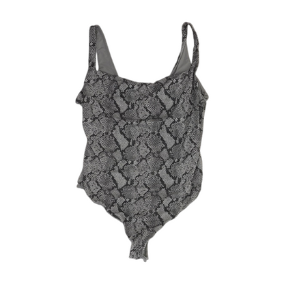 Gray Animal Print Bodysuit Blouse