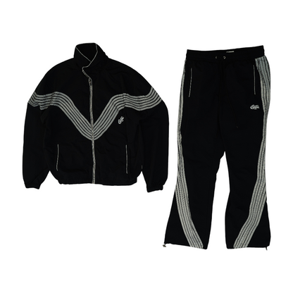 Black Color Block Pant Set