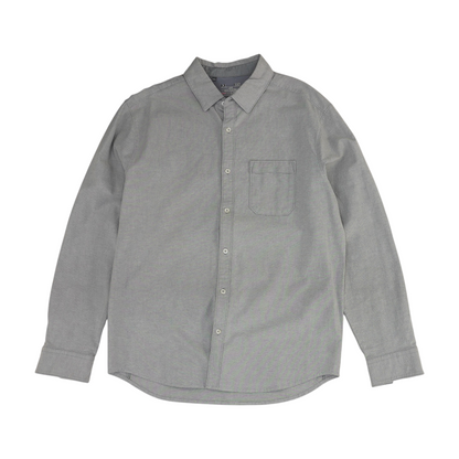 Gray Solid Long Sleeve Button Down