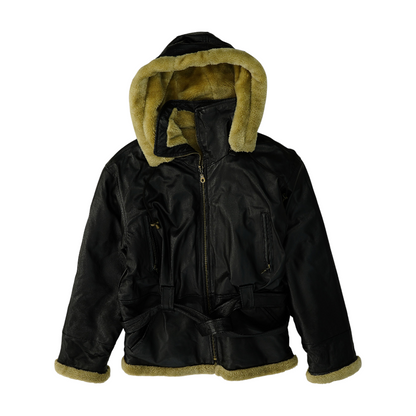 Black Solid Leather Jacket