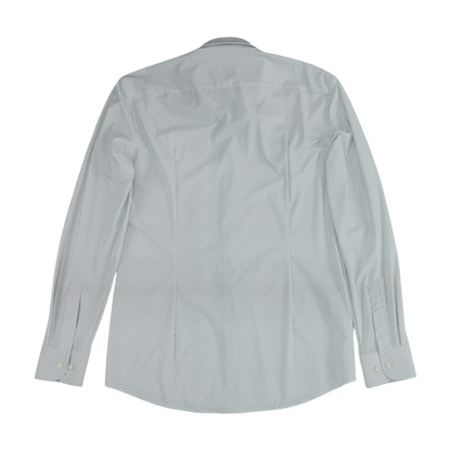 White Print Long Sleeve Button Down