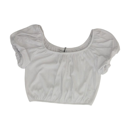 White Solid Cropped Knit Top