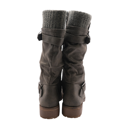 Gray Knee-High Boots