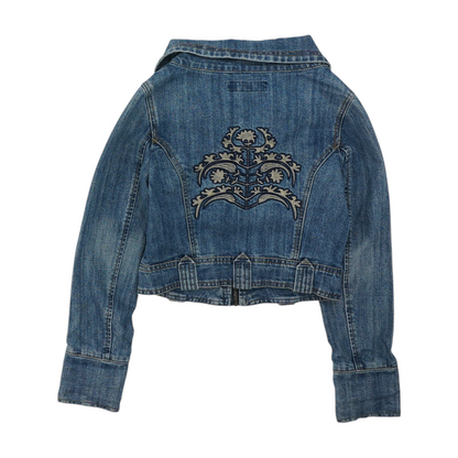 Vintage Blue Solid Denim Jacket
