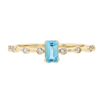 3/8 ctw 10K Yellow Gold Blue Topaz Fashion Ring
