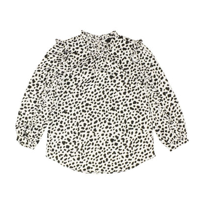 White Graphic Long Sleeve Blouse