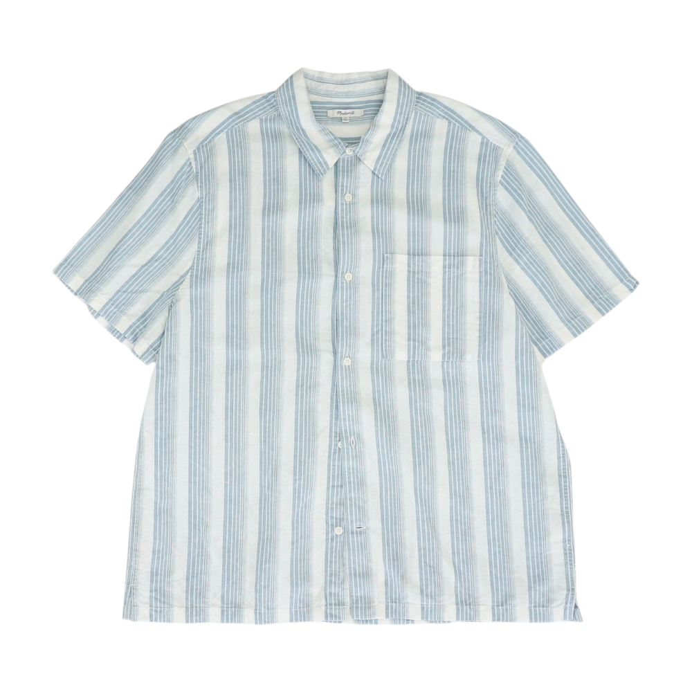 Blue Striped Short Sleeve Button Down