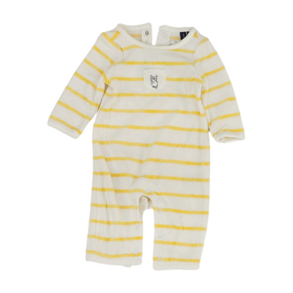 White Striped Long Sleeve One-Piece