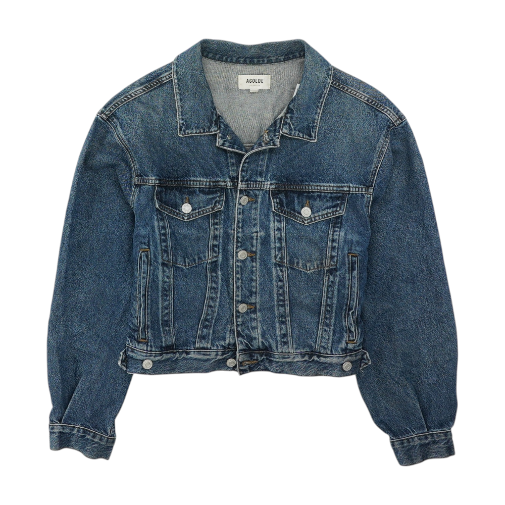 Blue Solid Denim Jacket