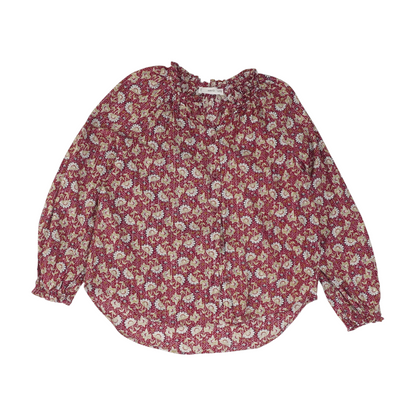 Burgundy Floral Long Sleeve Button Down