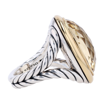 18K Sterling Silver Citrine Statement Ring
