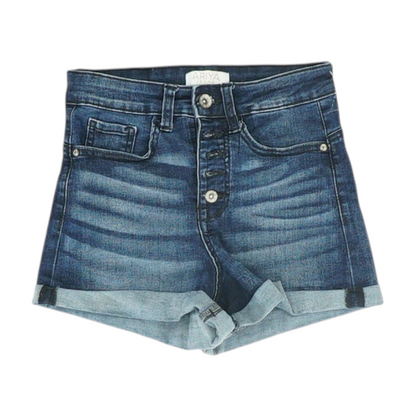 Navy Solid Denim Shorts