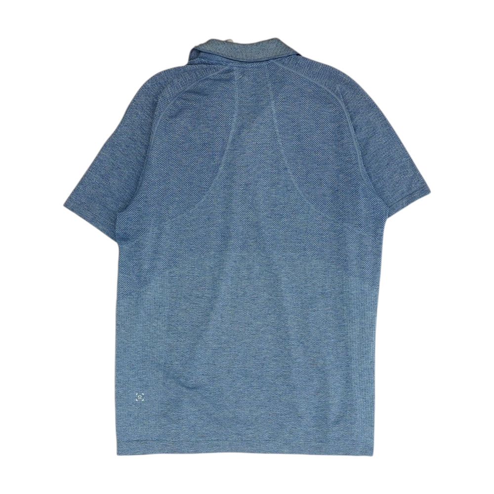 Blue Solid Short Sleeve Polo
