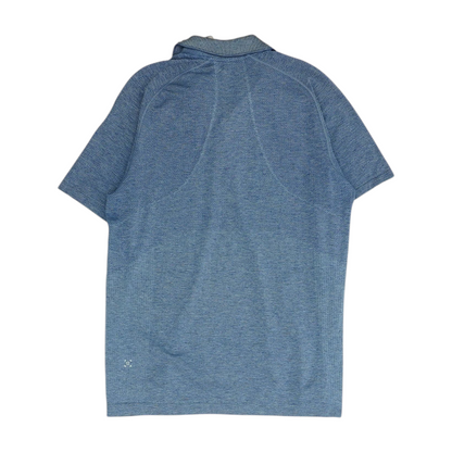 Blue Solid Short Sleeve Polo