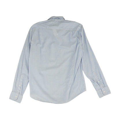 Blue Solid Long Sleeve Button Down