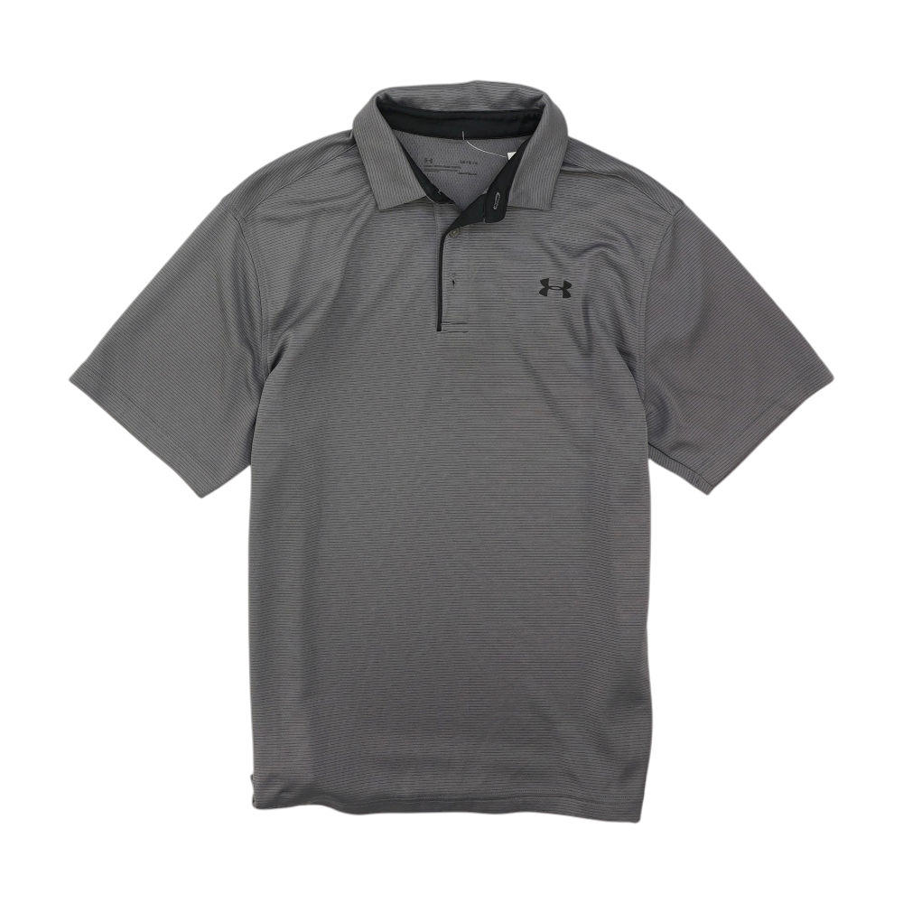 Gray Striped Short Sleeve Polo