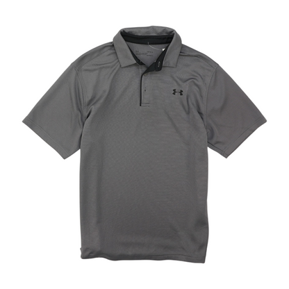 Gray Striped Short Sleeve Polo