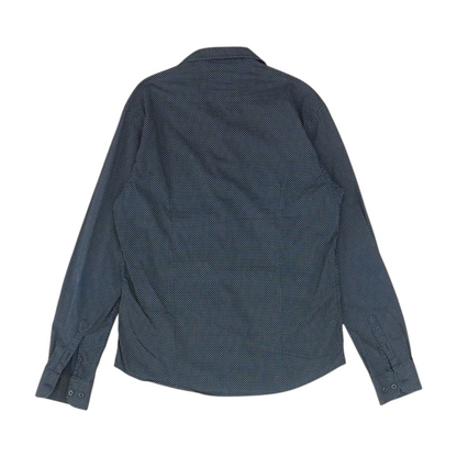 Navy Polka Dot Long Sleeve Button Down