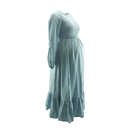 Blue Midi Maternity Dress