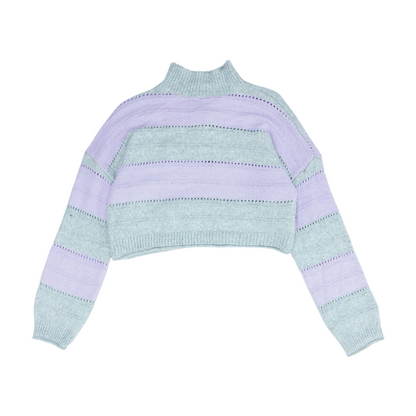 Gray Striped Pullover Sweater