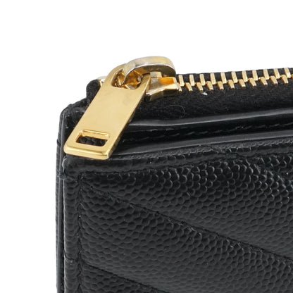 Black Cassandre Matelasse Bi-Fold Wallet in Grain De Poudre Embossed Leather