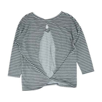 Gray Striped Knit Top