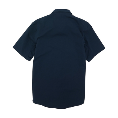 Navy Solid Short Sleeve Button Down