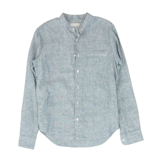 Navy Striped Long Sleeve Button Down