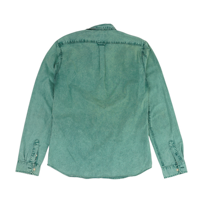 Green Solid Long Sleeve Button Down