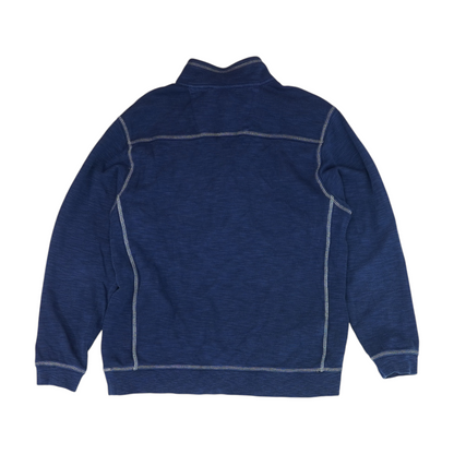 Blue Solid 1/4 Zip Pullover
