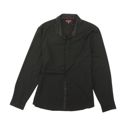 Black Solid Long Sleeve Button Down