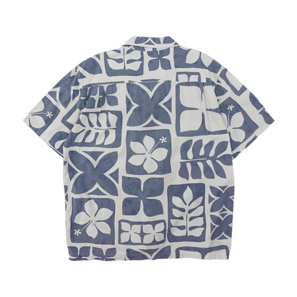 Blue Abstract Short Sleeve Button Down