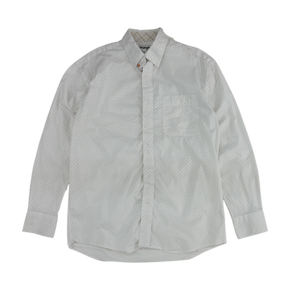 White Print Long Sleeve Button Down