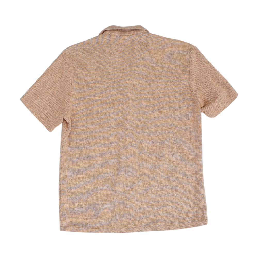 Orange Solid Short Sleeve Button Down