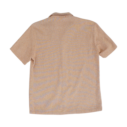 Orange Solid Short Sleeve Button Down
