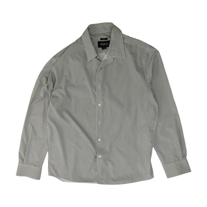 White Print Long Sleeve Button Down