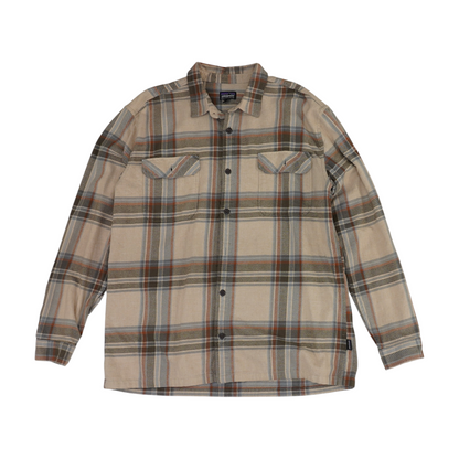 Beige Plaid Flannel Button Down