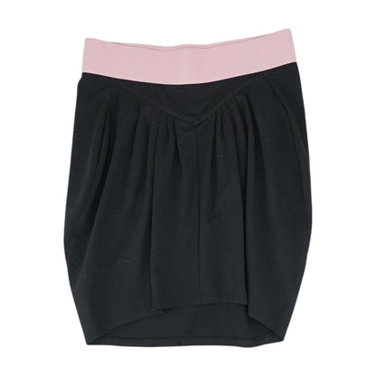 Black Solid Midi Skirt