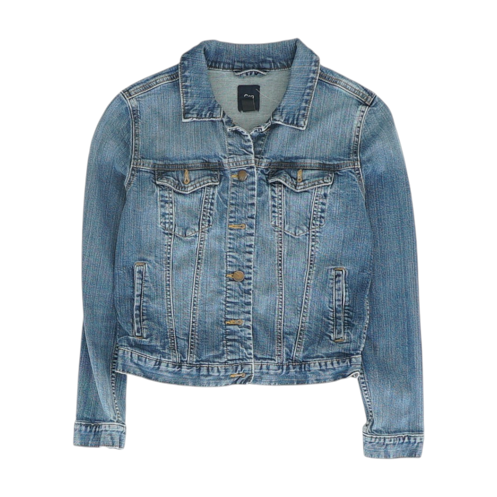 Blue Solid Denim Jacket