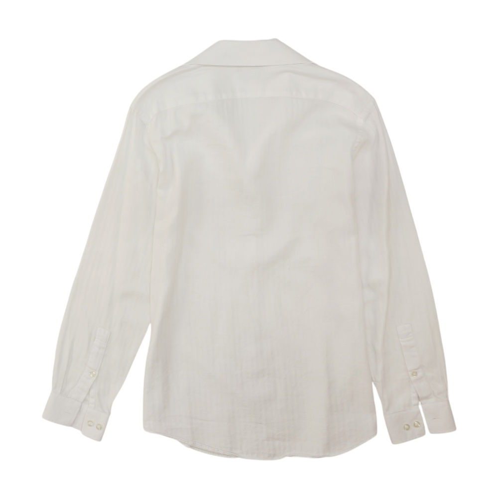 White Solid Long Sleeve Button Down