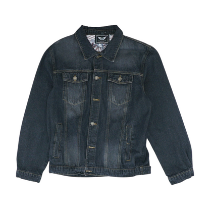Black Solid Denim Jacket