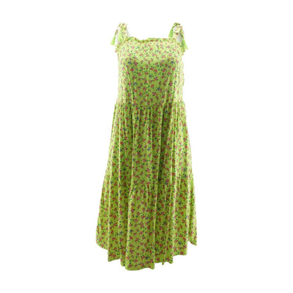 Neon Green Floral Midi Dress