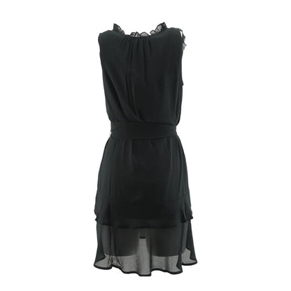 Black Solid Midi Dress