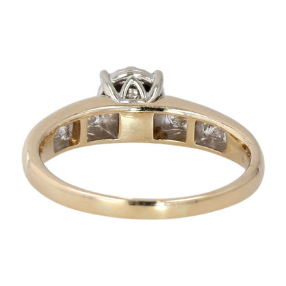 3/4 Ct 10K Two Tone Gold Round Center Halo Diamond Cluster Engagement Ring