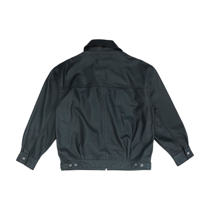 Black Solid Leather Jacket