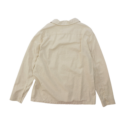 Beige Solid Long Sleeve Button Down