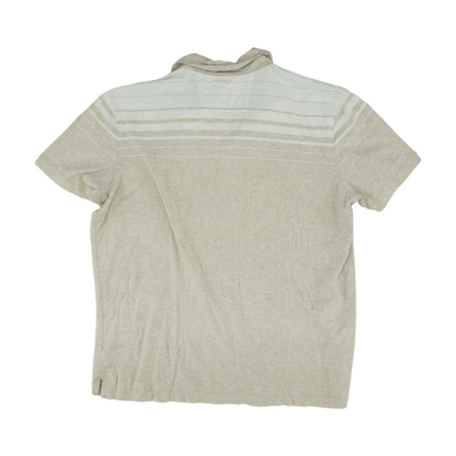 Beige Striped Short Sleeve Polo