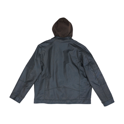 Black Solid Leather Jacket